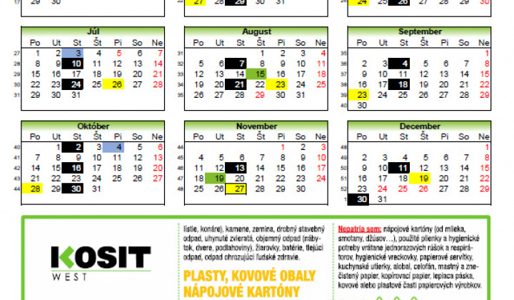 Aktuality / Harmonogram zberu odpadu na rok 2024 - foto